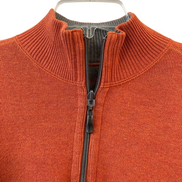 Reversible Fall Tommy Bahama Gray and Orange Quarter Zip Cotton Sweater Large - Picture 3 of 12